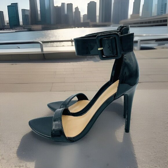 Anne Michelle Heels Womens Size 6.5 Black Anomaly Open Toe Ankle Strap Stiletto - Picture 2 of 11